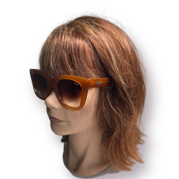 QUAY After Hours 111 Sunglasses Crystal Caramel Smoke Taupe Gradient Lenses Rare - Picture 2 of 10